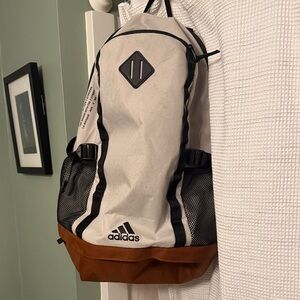 Adidas White and Brown Backpack